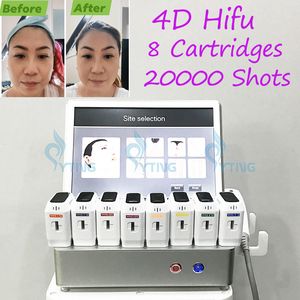Mejor Eficaz 4D 3D HIFU Estiramiento facial Máquina de belleza por ultrasonido profesional Rejuvenecimiento de la piel Apretar Adelgazar con 8 cartuchos