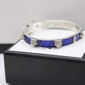 Meilleur mode bleu dominateur tête de tigre Bracelet motif émail haute qualité argent plaqué Vintage Bracelet approvisionnement NRJ linkA