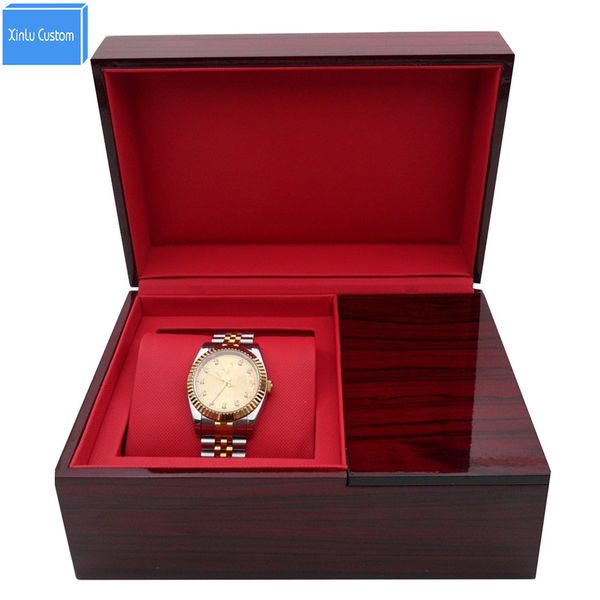 Mejor para regalo Grado en blanco Cuadrado Laca Madera brillante Regalo de lujo Cajas de reloj Exhibición para caja de almacenamiento Caja de relojes Nueva llegada personalizada