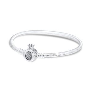 Meilleur ami noël clair CZ couronne lettre O fermoir 925 bijoux en argent Sterling mode serpent chaîne bracelets à breloques femmes