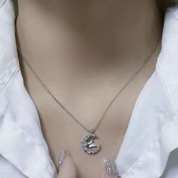 Best Friend Jewelry Collier en diamant étincelant Sweet Moon pour femme Édition coréenne
