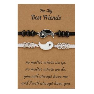 Meilleur bracelet de carte Yin et Yang Gossip Woven Bracelet 2 pièces