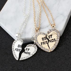 Beste vrienden hart hangende kettingen voor 2 inlay kristal 18k goud verzilverde coupld vriendschap ketting mooie sieraden cadeau groothandel fabriek prijs