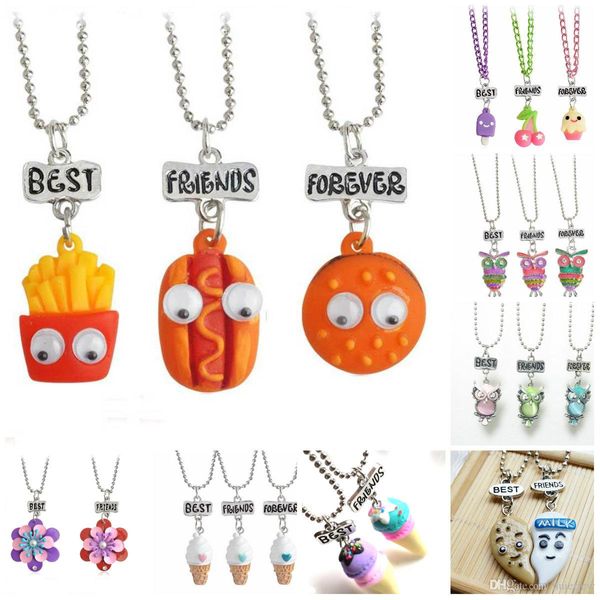 Meilleurs amis collier mignon enfant bijoux émulation résine burger hot dog collier BFF hibou licorne magnifiquement collier crème glacée ensemble de bijoux