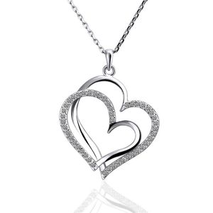 Beste cadeau wit goud wit kristallen sieraden ketting voor vrouwen dgn498 hart 18k gouden edelsteen hanger kettingen met kettingen 294m