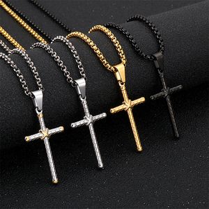 ENVÍO GRATIS Los mejores regalos 2019 Nueva fundición de acero inoxidable colgante cruzado simple Hip-Hop collar para hombre cadena Rolo 3MM 24''