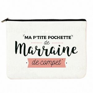 Meilleure Marraine Français Imprimer Maquillage Sacs Voyage Articles de toilette Organisateur Femme W Pochette de rangement Femmes Cosmétique Cas Marraine Cadeaux S21g #