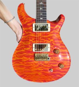 Meilleur stock privé de guitare personnalisé 22 Orange Quilt Brésilien Fret 5708 Passage assorti OEM disponible pas cher 2589