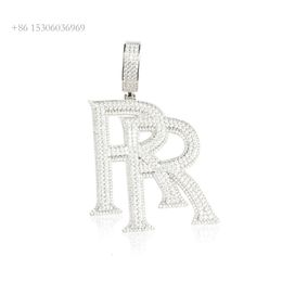 Meilleur créateur de bijoux glacé personnalisé RR lettre pendentif pour collier Sier VVS Moissanite bijoux de mode pendentifs charmes