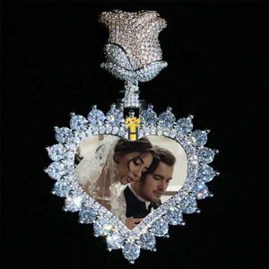Meilleur bijoux fabricant personnalisé Sterling VVS Moisanite Diamond Flower Bail Bail Heart Photo Pendeur