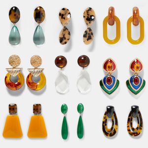 Beste dame mode za resin drop earring voor vrouwen bruiloft sieraden boho elegante glanzende bengelende verklaring oorbellen kerstcadeaus