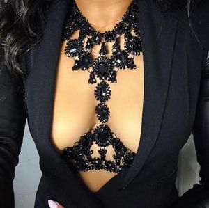 Meilleure dame Vintage cristal métal Maxi grande longue chaîne de corps collier pour les femmes couche Punk Sexy fête déclaration scène bijoux cadeau