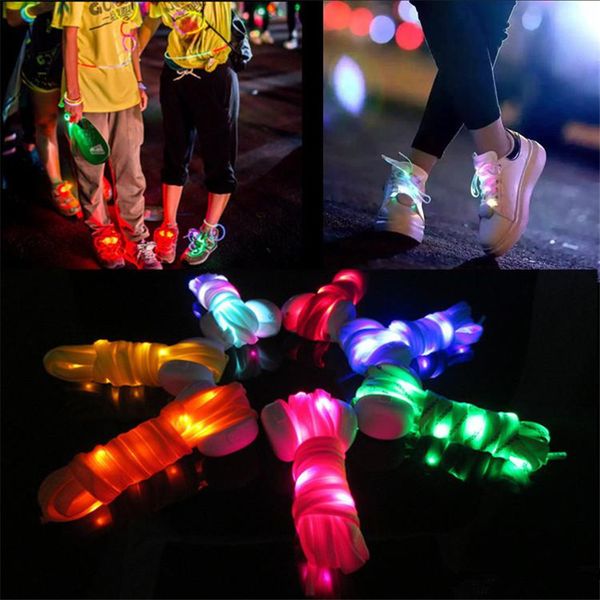 Los mejores cordones de zapatos LED Moda Light Up Casual Sneaker Cordones de zapatos Disco Party Night Glowing Shoe Strings Hip-hop Dance LED Shoelace2pcs = 1 par