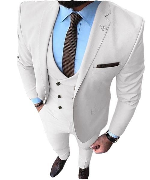 Traje de padrino de boda Solapa con muesca Ventilación trasera Un botón Novio Esmoquin Traje de novio 3 piezas (Blazer Chaleco Pantalón) Trajes Esmoquin Color puro Diseñador de moda