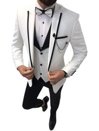 Costume de meilleur homme pour mariage, revers à revers, ventilation à un bouton, smoking de marié, costume de marié 3 pièces (Blazer, gilet, pantalon), costumes Tuxedos, couleur pure, créateur de mode