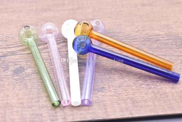 MEJORES Tubos de vidrio de varios colores Tubos de quemadores de aceite de vidrio rectos 10 cm de longitud 20 mm de diámetro bola mano pipa de fumar pipas de quemador de aceite de tabaco