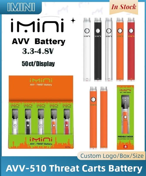 Meilleur original Imini 380mah batterie de préchauffage à tension variable e cigarette 510 fil pour cartouches de vape d'huile épaisse 3.3-3.8-4.3-4.8v pour Vapor E Zigarette Vapor Instock