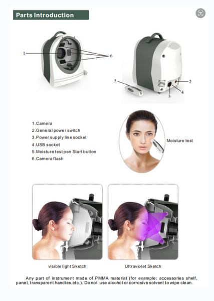 Mejor precio Funcionar 3D Facial Facial Instrumento Diagnóstico de la piel Prueba de humedad facial Análisis facial Salón de belleza