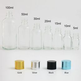 Meilleur prix 5 10 15 20 30 50 ml bouteille d'huile essentielle transparente en verre de silex avec compte-gouttes bouchon à vis cosmétique 20 pièces