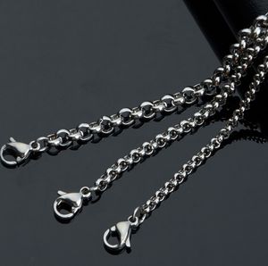 Mejor Precio 50 Uds lote venta al por mayor de alta calidad de acero inoxidable plata moda 2,5mm collar de cadena Rolo redondo 18 pulgadas-32 pulgadas