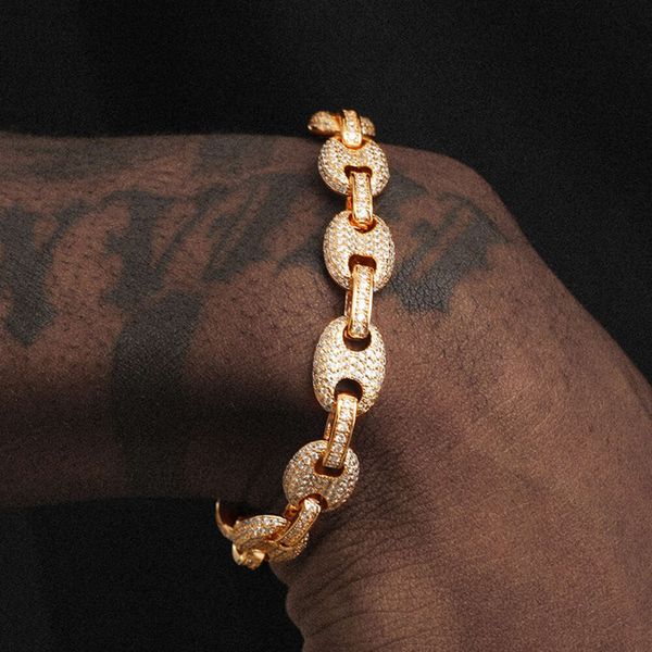 Meilleur prix bicolore argent sterling 925 bijoux VVS Diamond Iced Out Cuban Link Chain Bracelet