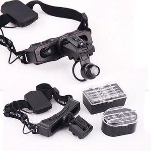 Beste Promotie 5/8 / 20x Vergrootglas Headset LED Licht Hoofdband Magnifier 8 Lens voor Lezen Horloge Reparatie Loupe Tool