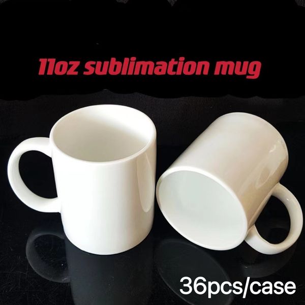 Taza en blanco de sublimación de alta calidad de 11 oz / 320 ml con asa Transferencia de calor personalizada Cerámica Taza de agua blanca DIY Regalo de fiesta Punto de bebida al por mayor