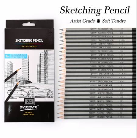 최고 품질 12 / 24Pcs 9H - 14B 세트 스케치 연필 소프트 안전 비 독성 표준 연필 전문 오피스 학교 연필