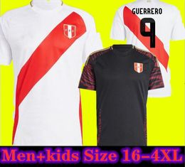 2024 Perú camisetas de fútbol hogar lejos PIZARRO FALFAN GUERRERO SOLANO FLORES CUBILLAS LAPADULA LUIS LBERICO Fans Player Versión Boys 23 24 camiseta de fútbol hombres kit
