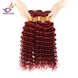 Beste Kwaliteit Braziliaanse Diepe Krullend Wave Haar Bourgondië Weefsels 99j Peruviaanse Maagd Remy Menselijk Hair Extensions Braziliaanse Diepe Krullend Haarbundel