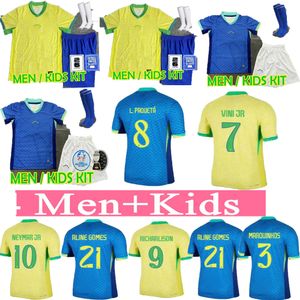 Meilleure qualité BRÉSILS 2024 Copa America Cup Soccer Jerseys Camiseta de futbol PAQUETA RAPHINHA maillot de football maillot MARQUINHOS brasil RICHARLISON HOMMES ENFANTS NEYMAR