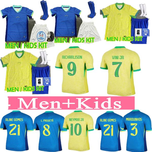 Meilleure qualité Maillots de football respirants BRÉSILS 2024 Copa America Cup Camiseta de futbol PAQUETA RAPHINHA maillot de football maillot RICHARLISON adulte ENFANTS NEYMAR