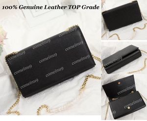 Beste kwaliteit kaviaar lederen crossbody kettingtas dames schouderflaptassen echt lederen messenger portemonnee dame handtassen zwarte hardware 24cm groothandel 2024 nieuw