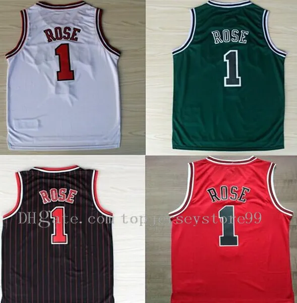 Meilleure Qualité Pas Cher 1 Derrick Rose Jersey Nouveau Matériel Broderie Cousu Derrick Rose Basketball Maillots Noir Rouge Blanc Vert Taille S-2XL