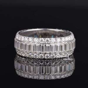 Beste kwaliteit Emerald Round Cut Vvs Moissanite Ring voor Unisex 925 Sterling Silver Eternity Engagement Wedding Ring