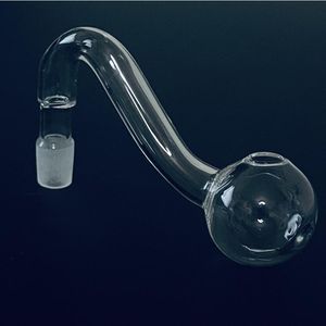Tubo de quemador de aceite de vidrio de la mejor calidad 10 mm Tubo de agua de curva de quemador de aceite transparente pyrex macho para fumar bongs de agua precio más barato