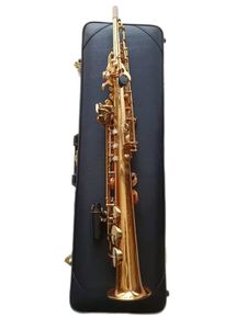 Saxophone soprano de marque japonaise de meilleure qualité YSS 82Z Gold Soprano Straight B-Flat Sax Instruments de musique professionnels Embouchure avec étuis en cuir Anches gratuites