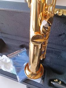 Saxofón soprano de la mejor calidad de la marca japonesa YSS-82Z Boquilla de instrumentos musicales profesionales para saxofón soprano recto en si bemol dorado con estuches de cuero Cañas gratis