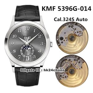 Meilleure qualité KMF 5396G-014 Complications Calendrier annuel 38mm Cal.324 S Montre automatique pour homme Cadran gris Bracelet en cuir Montres pour hommes