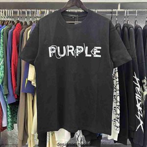 Mejor calidad Meichao marca púrpura Simple Color sólido impresión pesada patrón minimalista Camiseta de manga corta verano