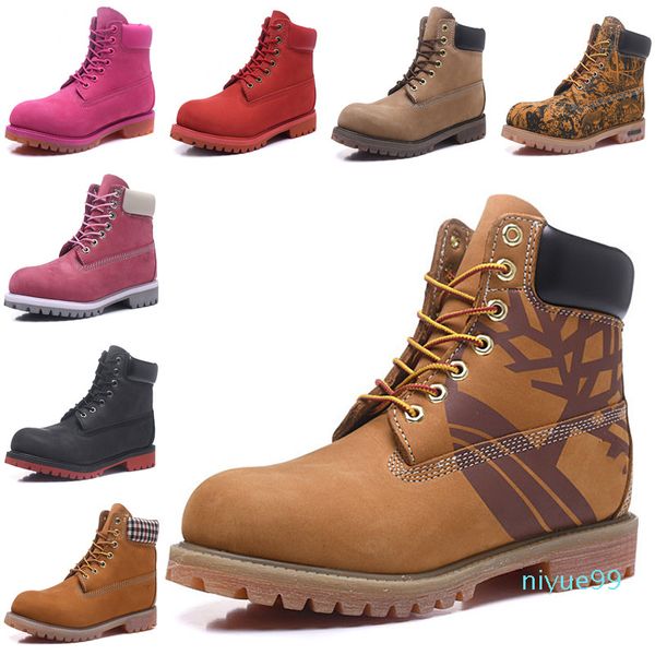 Meilleure Qualité Hommes Femmes Classique Jaune Bottes Imperméable Casual Cheville Boot High Cut Bottes De Neige Randonnée Sport Entraîneur Chaussures Baskets Avec M6XE #