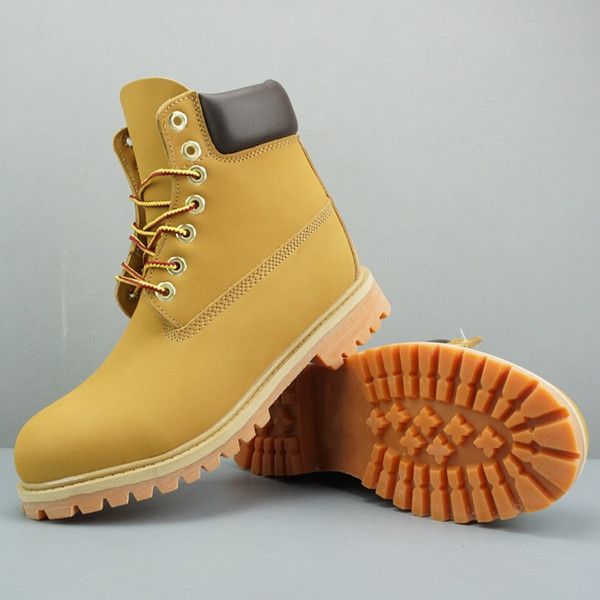 Meilleures hommes de qualité femmes bottes jaunes classiques imperméables de la cheville décontractée bottes à neige haute coupe bottes de neige de randonnée de randonnée