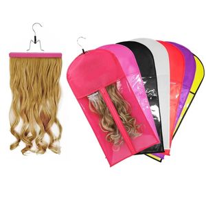 Beste kwaliteit draagbare pruik opbergtas met hanger pakket pak kast zak voor menselijk haar/paardenstaart/clips hair extensions