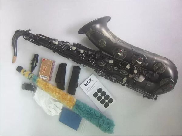 Saxophone Tenor professionnel de meilleure qualité, instrument de musique plat en bois, Super noir mat, cadeau avec embout