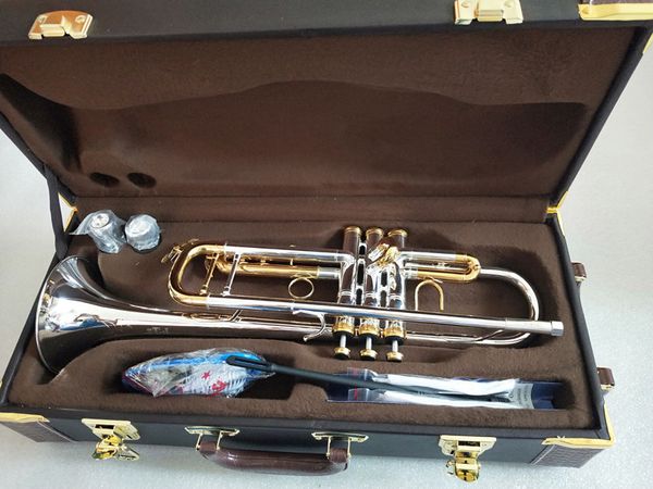 Trompeta de la mejor calidad, LT180S-72 de llave dorada chapada en plata Original, trompeta profesional Bb, instrumentos musicales de latón