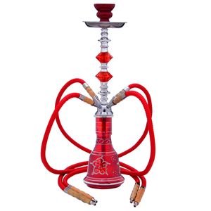 21.6 inches Toren Vormige Waterpijp Set Glas Metalen Dubbele Slang duo Glas Shisha Beaker Roken shisha Sigaret Filter Arabische booreilanden