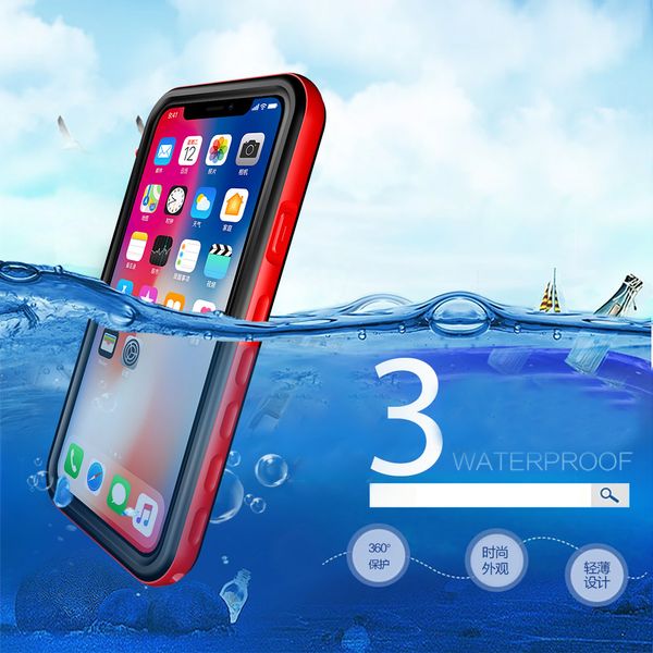 Meilleure qualité étuis de protection étanches pour iPhone X étui étanche sous-marin couverture entièrement scellée anti-neige antichoc anti-poussière