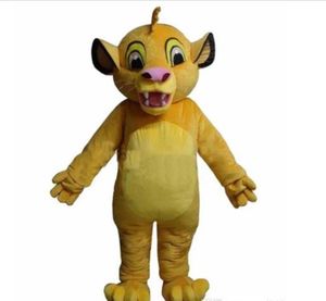 Meilleure vente mousse jaune petit lion fantaisie dessin animé mascotte Costume en peluche noël déguisement Halloween mascotte Costume