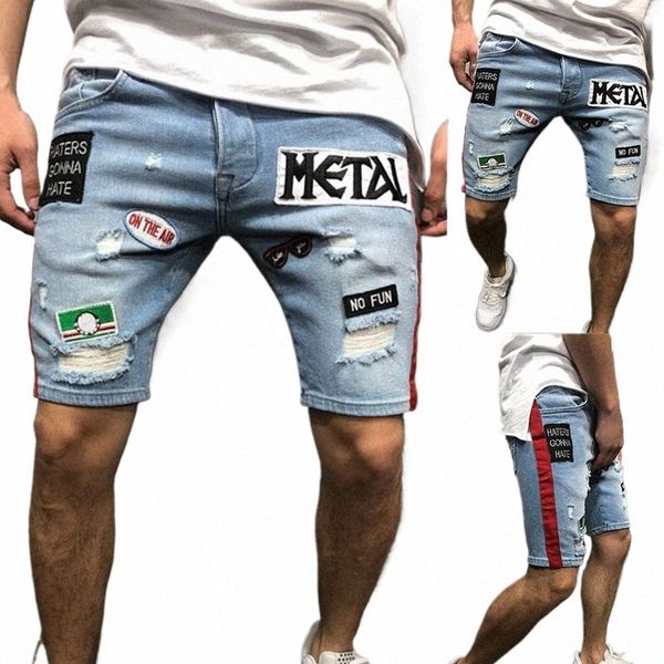 Meilleure vente Denim Pant Shorts Hot Jeans Trou de broderie Slim Fit Casual Randonnée Sport Fi Demi-pantalon pour l'été a3aq #