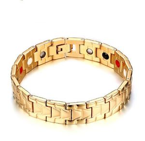 Meilleure vente SBRM-069 or acier inoxydable femmes hommes garçon bijoux santé aimant pierre chaîne bracelet bracelet 13mm 8.26 ''